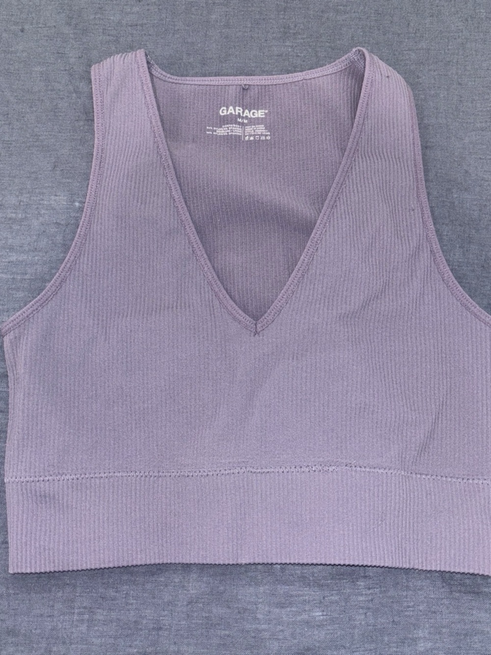 Garage Dusty Lavender Ribbed V-Neck Crop Tank